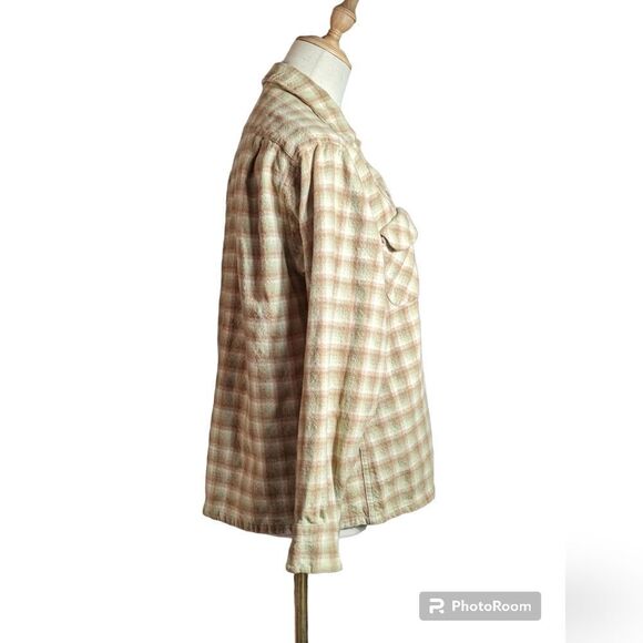 Pendleton Kids Plaid Button Down Shirt - Cream Brown & Mint - Picture 5 of 6